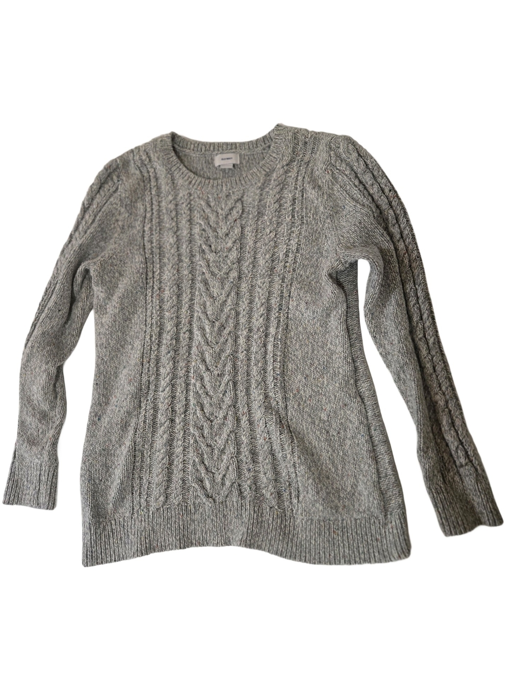 Old Navy Heather Gray Cable Knit Crewneck Sweater XL